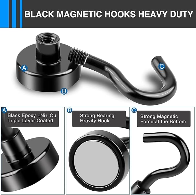 LOVIMAG Magnetic Hooks Heavy Duty, 30Lbs Magnet Hooks for Cruise Cabins, Magnetic Hooks for Cruise Ship Essentials, Refrigerator Magnets for Hanging, Fridge, Ceiling, Decor, Grill- 60 Pack