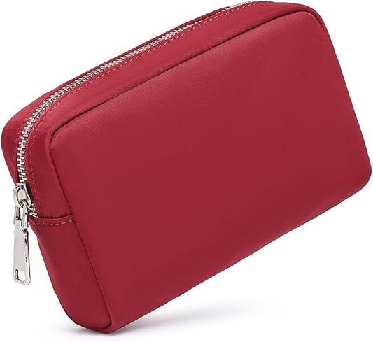 Waterproof Makeup Bag Large Capacity Women's Classic Black Wash Bag Adjustable Partition Wash Bag Brush and Cosmetic Carrying Bag… (Burgundy Red)