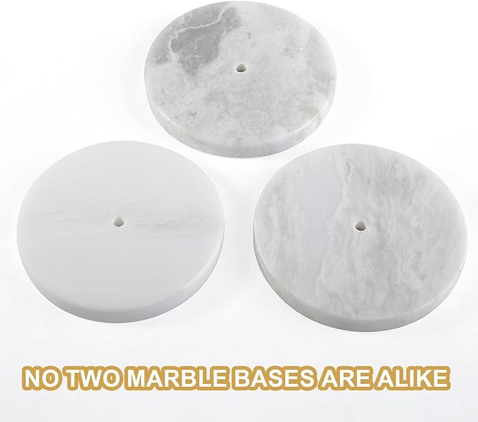 Koville African Genuine Marble Paper Towel Holder Countertop, Metal Rod 6" Marble Base Paper Towel Holder Stand for Kitchen Organization and Storage, Fit for Standard Size Rolls
