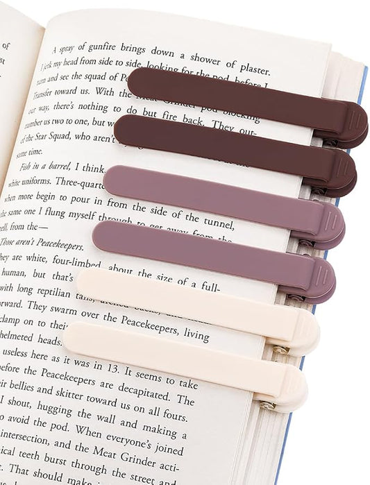6Pcs Automatic Bookmark, Book Marks for Reading Women Men Kids, Silicone Bookmarks for Women, Unique Book Markers for Reading, Bookmarks Clip Page Holder Accessories for Book Lovers