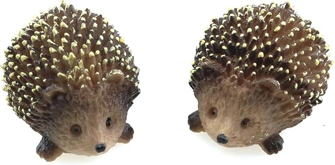 2Pcs Mini Hedgehog Resin Figurines,Lively Animal Statues for Fairy Gardens, Bonsai and Plant Pots,Micro Landscape Decor, Miniature Wild Sculptures for DIY Craft and Home Decor