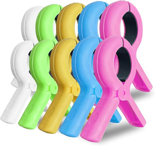 10 Pcs Beach Towel Clips for Beach Chairs, Towel Holder for Beach Chair Pool Chair on Cruise, Jumbo Size Heavy Duty Clothes Pins, Beach Chair Clips to Keep Your Towel from Blowing Away. (10)