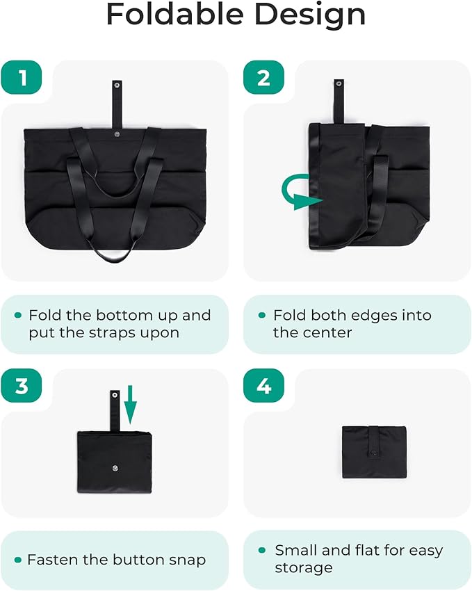 BAGSMART Tote Bag for Women, Foldable Tote Bag With Zipper Travel Large Shoulder Bag Handbag for Work-16.5''L x 6''W x 14''H