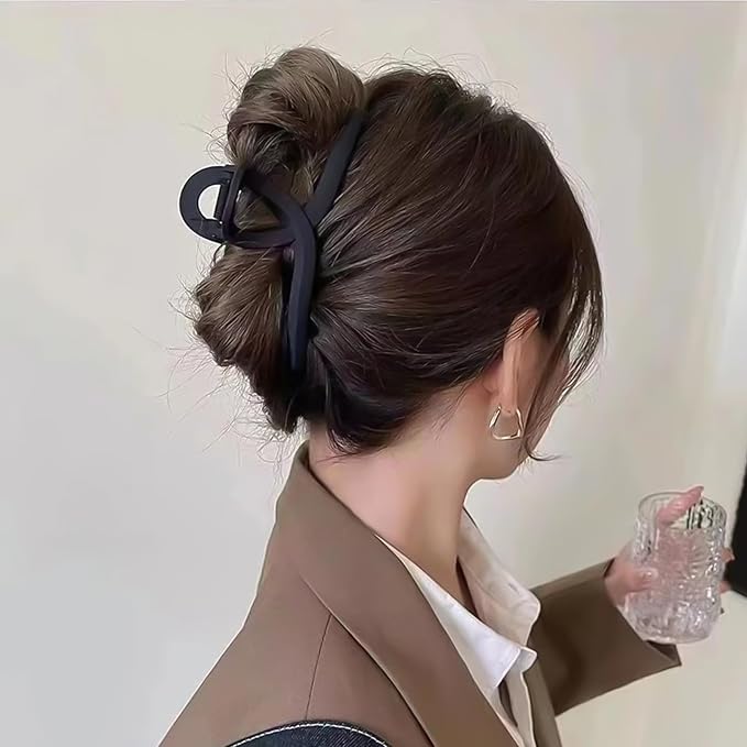 5 Inch Hair Claw Clips Extra Large No Slip Big Matte Jaw Butterfly Clip for Thin Fine Thick Hair Women, 2 Pack Black