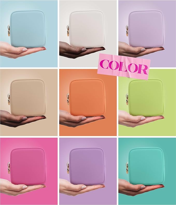 Embla Makeup Bag Travel Cosmetics Pouch and Toiletry Bag, Nylon Zipper Pouch Purse, Cute Make Up Organizer Storage Tote for Women Girls, Travel Skincare Case, Small Makeup Bags, Mocha Mousse