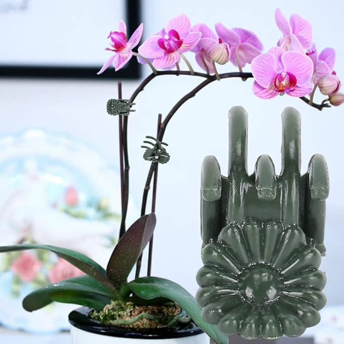 Stem Clip, Flower Stems Fixing Support Clips Tool 100 Pack Orchid Clips, for Courtyard Greenhouse Planting(No Thimble Inside The Clip)