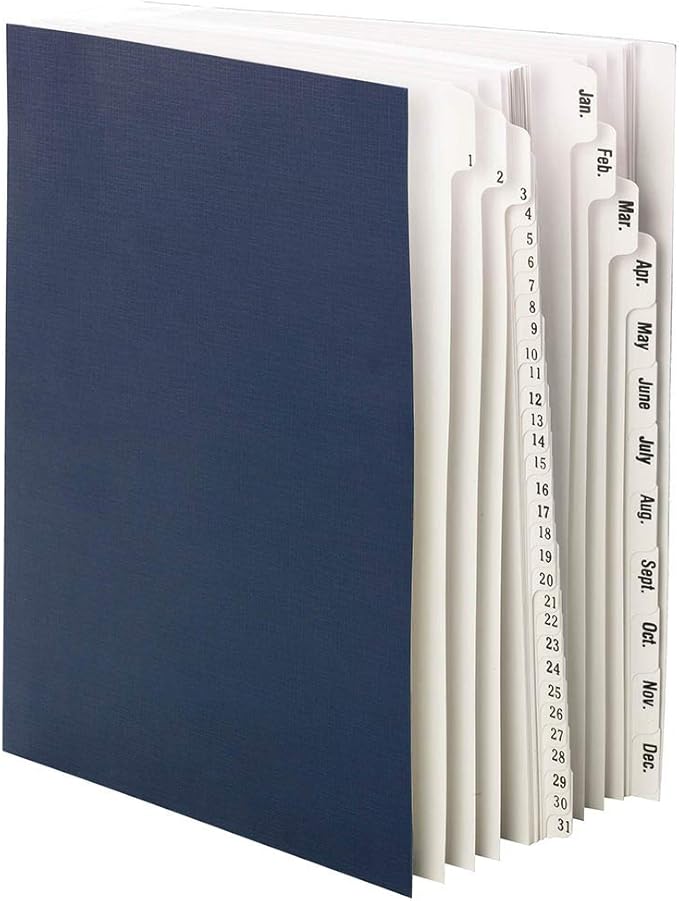 Smead Desk File/Sorter, Daily (1-31) and Monthly (Jan-Dec), 43 Dividers, Letter Size, Dark Blue (89235)