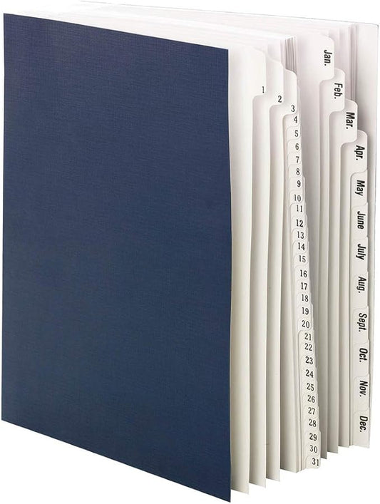 Smead Desk File/Sorter, Daily (1-31) and Monthly (Jan-Dec), 43 Dividers, Letter Size, Dark Blue (89235)