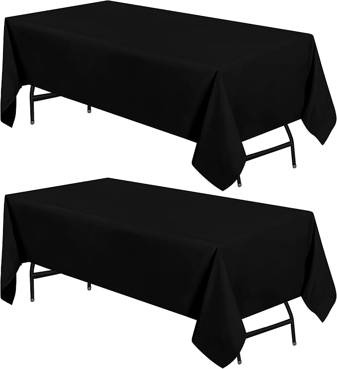 Utopia Kitchen Rectangle Table Cloth 2 Pack (60x120 Inches, Black), Machine Washable Polyester Table Cover for Dining, Buffet Parties, Picnics, Events, Weddings and Restaurants
