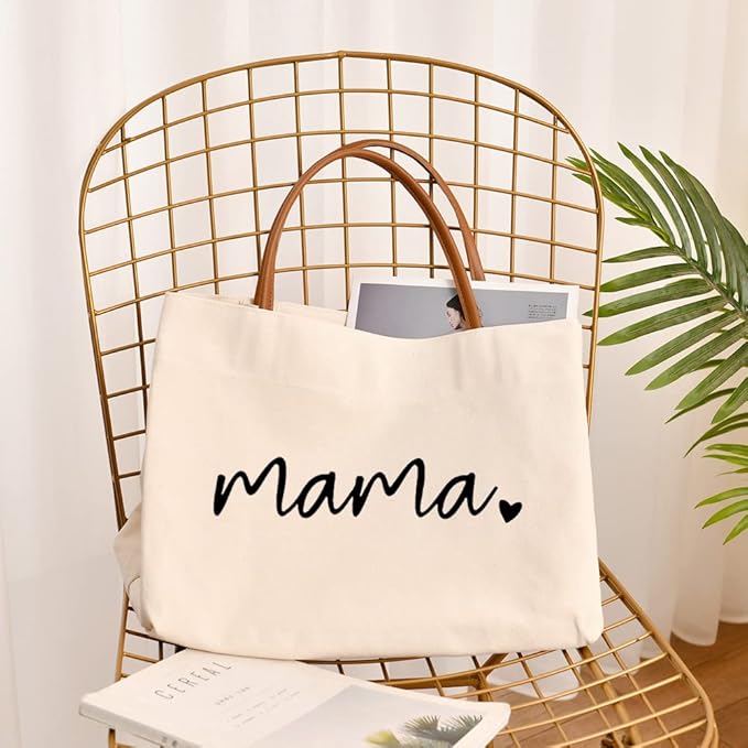 kifasyo Mom Mama Bag Mother Gifts Momlife Tote for Hospital, Shopping, Beach, Travel