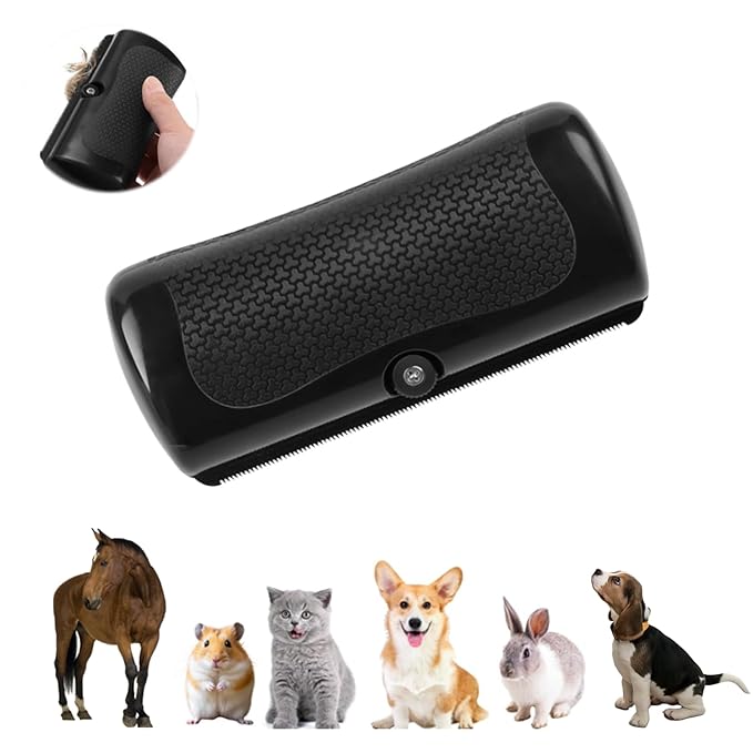 Metal Comb - Short Hair Dog Grooming Tool for Cats， Dogs & Horses, Stainless Steel Hair Removal Brush for Shedding Control & Skin Massage