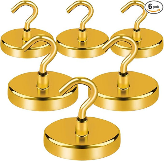 LOVIMAG Cruise Essentials, 170Lbs Cruise Door Magnets, Yellow Magnet Hooks for Cruise Cabin Strong Magnetic Hooks for Hanging, Refrigerator, Celling -6 Pack