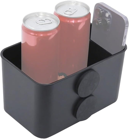 Magnetic Storage Box for Metal Surfaces, Magnetic Cup Holder Magnet Organizer Holder Holds Phones Glasses Keys Tissues, Fits Golf Carts, Forklifts, Tractors, School Bus