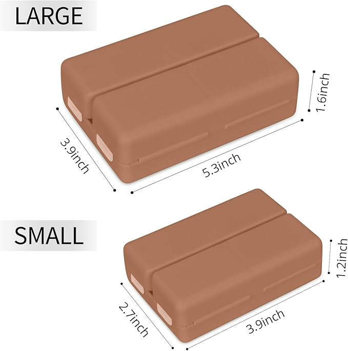 FYY 2 Pcs Daily Pill Organizer, 7 Compartments Portable Pill Case Travel Pill Organizer,[Folding Design] Pill Box for Purse Pocket to Hold Vitamins,Cod Liver Oil,Supplements and Medication-Brown