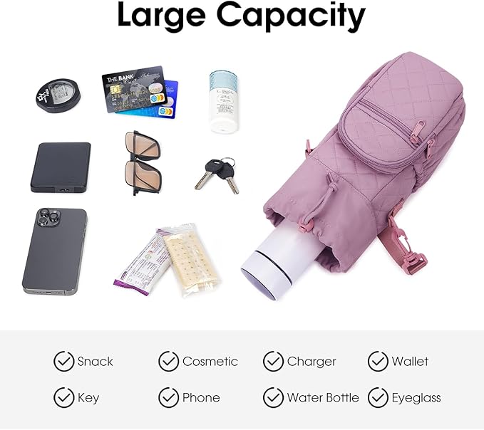 sportsnew Water Bottle Holder with Strap 32oz 40oz Insulated Water Bottle Carrier Sling Bag with Phone Pocket Crossbody