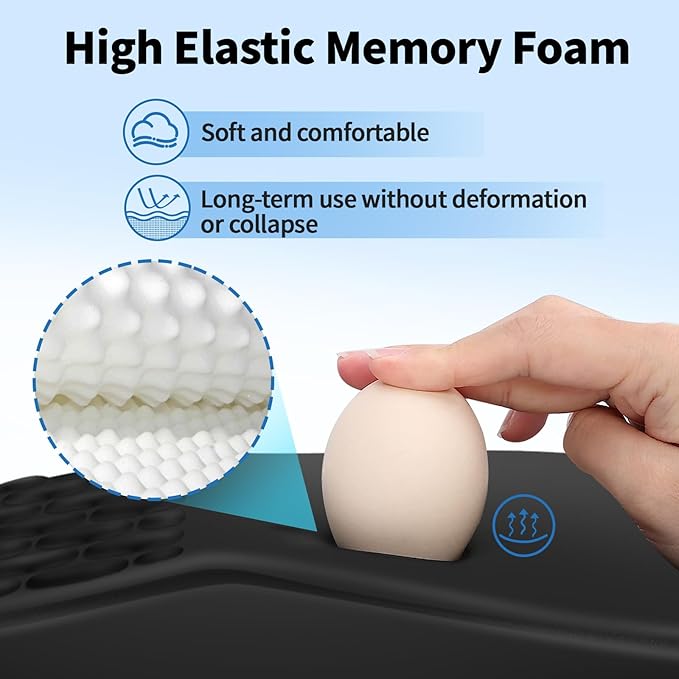 YIWEI Ergonomic Mouse Pad with Wrist Rest - Comfortable Office Mousepad with Memory Foam Wrist Support for Carpal Tunnel Relief, Mouse Pads with Non-Slip Base for Gaming and Home (Black)