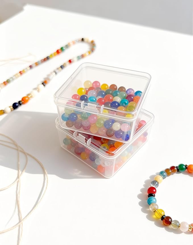 17-Pack Square Plastic Storage Boxes with Lids, Organizer Containers for Small Parts, Crafts, Jewelry, Office Supplies,Nails, SMT components (3 x 3 x 1.4inch) Plastic Case