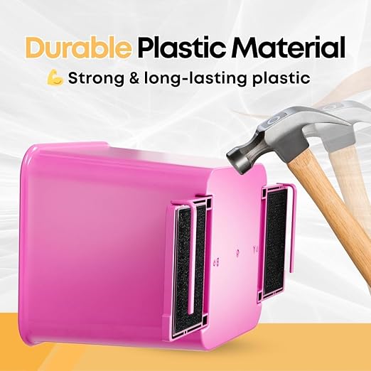 Car Trash Can 2L with Stability Wings & Velcro for Extra Stability – Magic Strip & Clip for Fabric & Rubber Mats – Durable Plastic, Easy Pull Trash Bags Included – Pink
