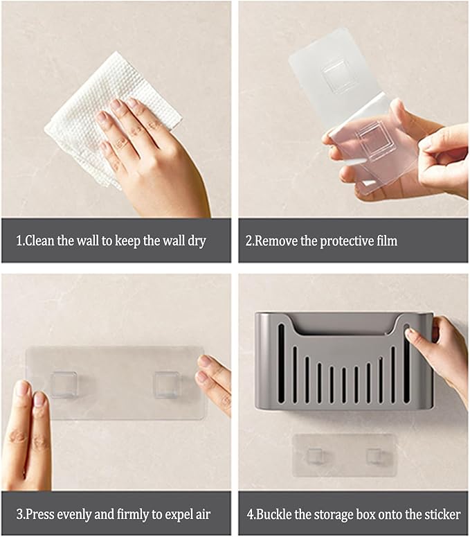 Kitchen Cabinet Door Storage Box, Self-Adhesive Wall-Mounted Storage Box, Wardrobe/Bathroom/Refrigerator Small Item Organizer (Grey)