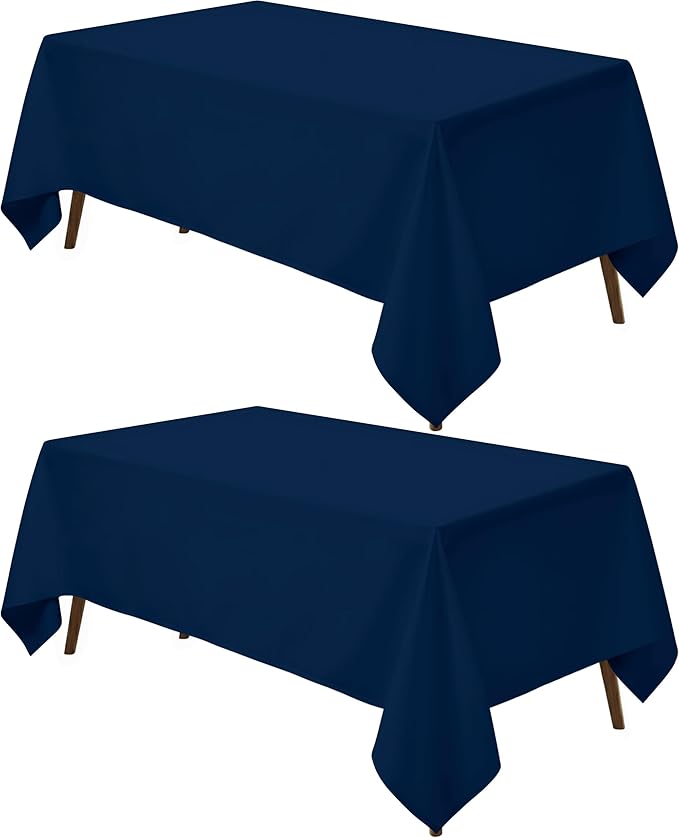 Utopia Kitchen Rectangle Table Cloth 2 Pack (60x102 Inches, Navy Blue), Machine Washable Polyester Table Cover for Dining, Buffet Parties, Picnics, Events, Weddings and Restaurants