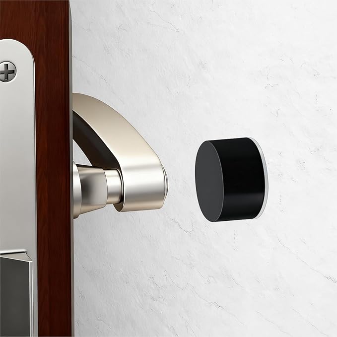 Door Stoppers – Versatile Wall & Cabinet Door Bumpers, No Drill Adhesive or Screw Mount, Premium Rubber, Dual Color Options, Sleek Design for Home and Office (1 Piece in Black)