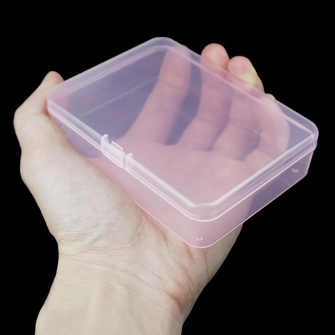 Goodma 8 Pieces Rectangular Plastic Boxes Empty Storage Organizer Containers with Hinged Lids for Small Items and Other Craft Projects (Pink, 4.5 x 3.3 x 1.1 inch)