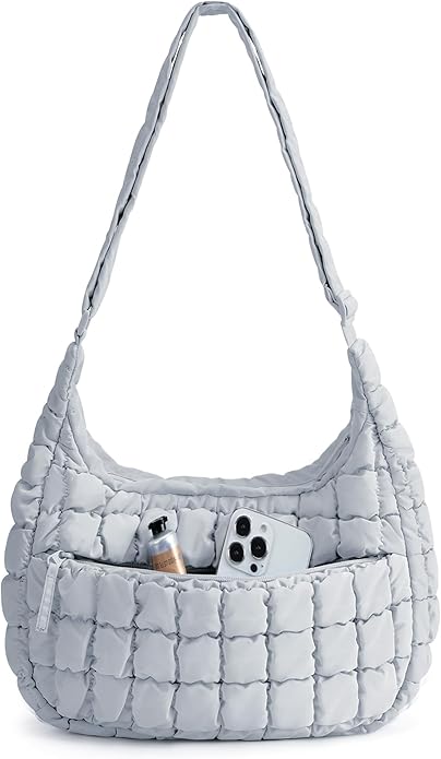 BAGSMART Quilted Crossbody Bag for Women, Lightweight Puffer Purse for Travel, Daily Use & Work | Water-resistant, Puffy Shoulder Bag, w/ Adjustable Strap, Light & Comfortable, Hands-free Bags, Travel Essentials