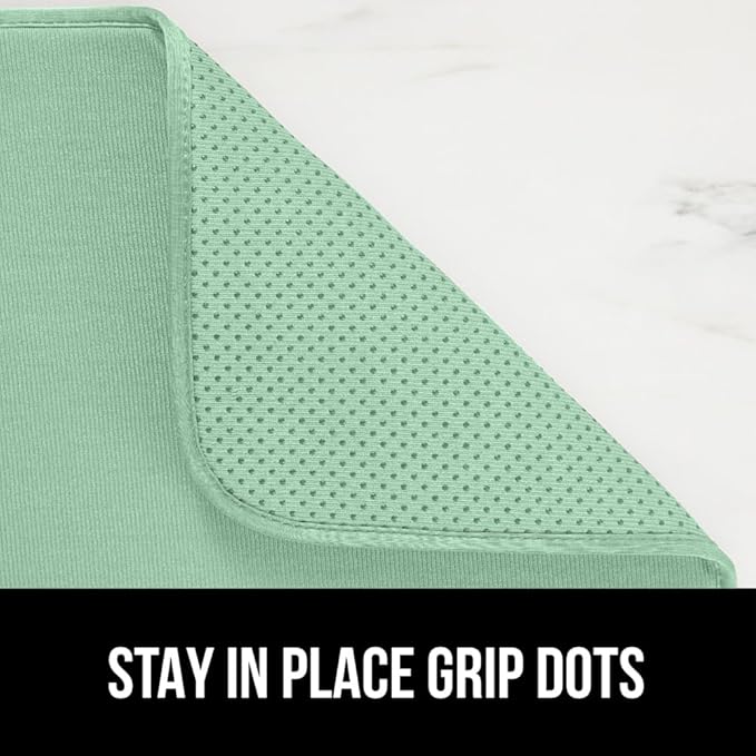 GORILLA GRIP Ultra Water Absorbent Microfiber Dish Drying Mat, 18x32, Quick Dry Thick Mesh, Slip Resistant Pad for Sink Dishes or Under Rack, Kitchen Counter Accessories, Machine Wash Mats, Mint