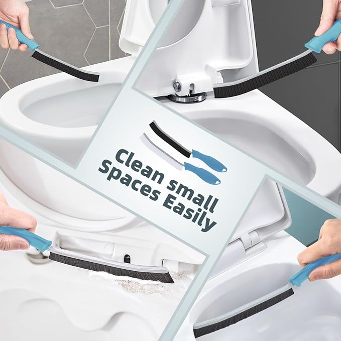 TQRR Toilet Brush, 2 Pcs Bathroom Cleaning Brush, Toilet Scrubber, Deep Toilet Bowl Brush with Hanging Hole, Multifunctional Gap Cleaning Brush, Bristles for Kitchen Sinks, Tub,Shower (2, Light Blue)
