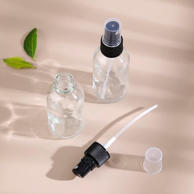 Clear Glass Small Spray Bottles 2 oz 24 Packs,Fine Mist Sprayer Pretty Finish,Refillable Containers mini spray bottles for Cleaning Solutions and Skin Care (Clear 24Pack)