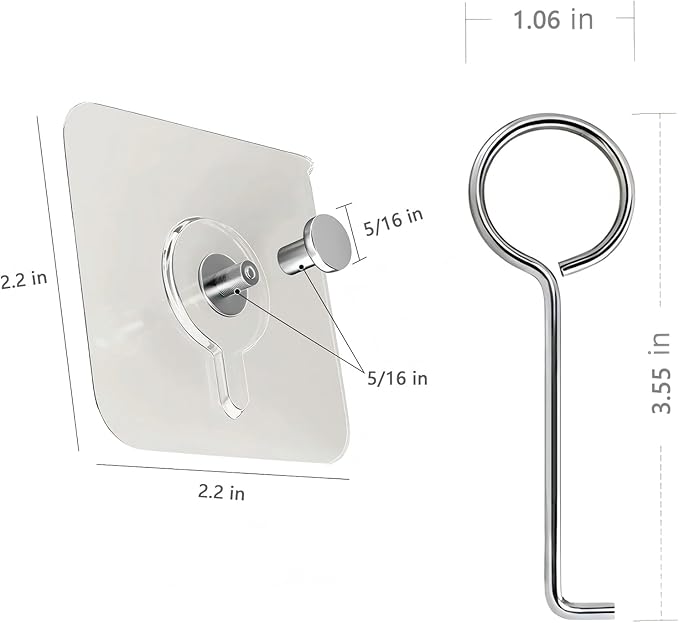 8PCS Drain Removal Tool, Premium SUS304 Stainless Steel Drain Wrench with 6 Adhesive Hooks, for Bathtub Shower Linear Drain Plug Extractor & Cleaning