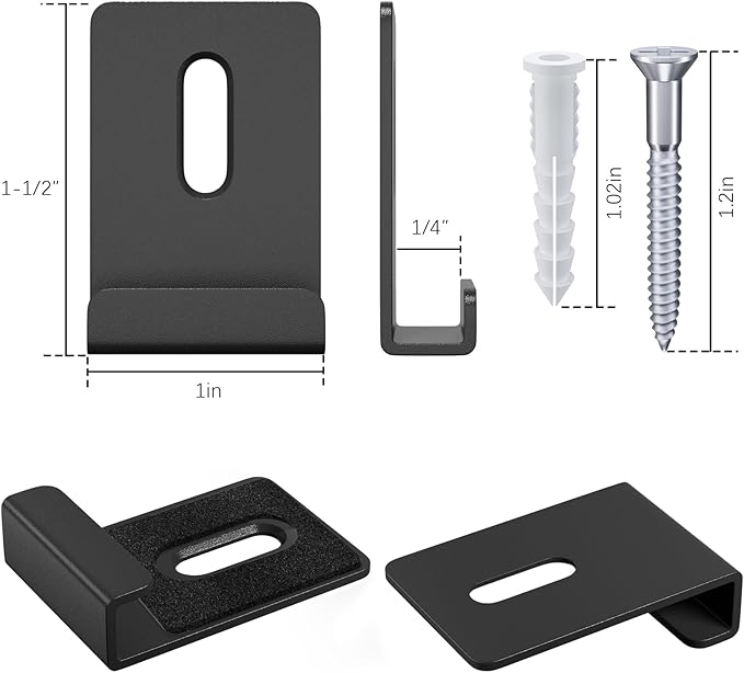 6Pcs Metal Mirror Clips for Wall Mounting, Mirror Holder Clips Heavy Mirror Hangers for The Wall (Black)