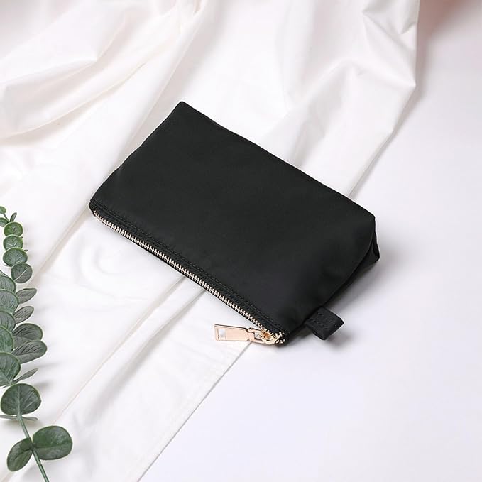 Travel Toiletry Bag for Women Cosmetic Bag with two Dividers Portable Makeup Bag Organizer (Nylon/Black)