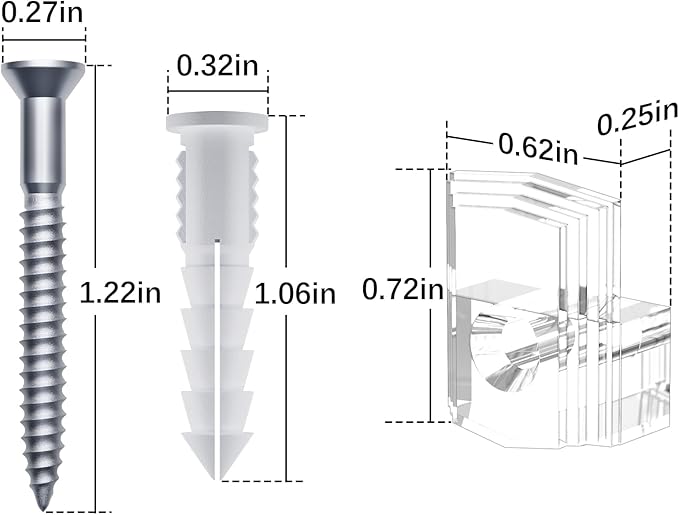 Mirror Holder Kit - 22 Crystal Clear Plastic Clips, Glass Retainer Clips, Hanging Kit with Screws and Fixed Mirror Box Door