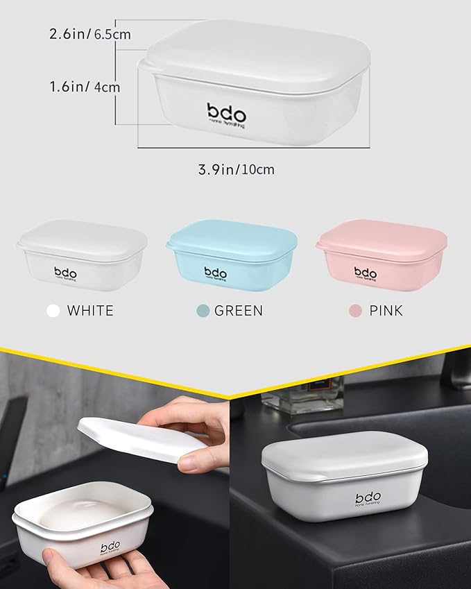 Travel Soap Case, Leakproof Soap Container with Lid, Portable Bar Soap Holder for Traveling, Soap Dishe for Bathroom, Shower, Gym, School, Camping, Vacation, Outdoor (Green)