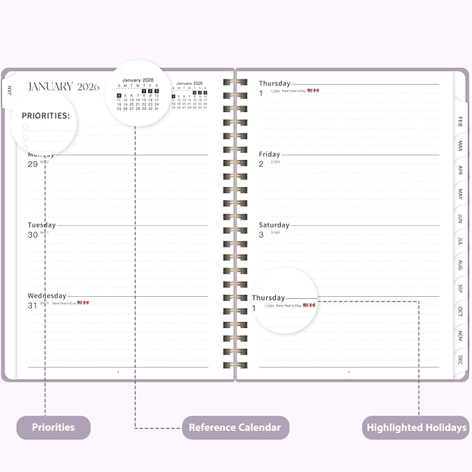 2026 Planner, Weekly and Monthly Calendar Academic Planner, Jan 2026 - Dec 2026, Planning Agenda Book for Desk Accessories and School Supplies - Letter Size(8.5'' x 11'')