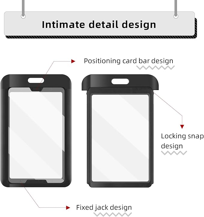 2 Pack Sliding Badge Holder with Double-Sided Windows Key Card Work Badge Sleeve for Office School Factory Teacher Student (White)