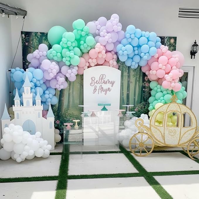 EICUECUE 426Pcs Pastel Balloon Arch Kit - 7 Macaron Assorted Colors Balloon Garland Kit for Birthday Party Kids Girls Baby Shower Wedding Anniversary Pride Easter Rainbow Supplies Party Decorations
