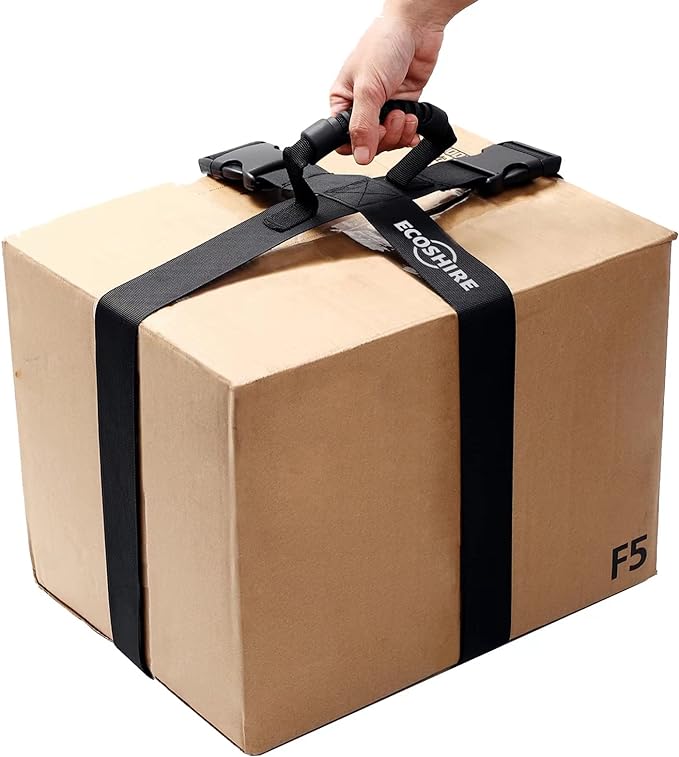 Box Carrying Strap with Handle, Handheld Belt for Safely Moving and Lifting Heavy Boxes, Adjustable Belt, Cross Style Carry Straps, Suitable for Groceries, Luggage (118.1 inch)