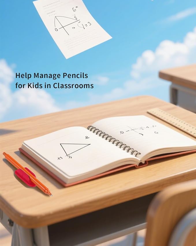 Adhesive Pencil Holders for Desk Set of 10 - Silicone Pen Holder with 15 PCS Upgraded Adhesive Pads - Flexible Pencil Holder for Walls Clipboards, Office Essentials Accessories Teacher Supplies