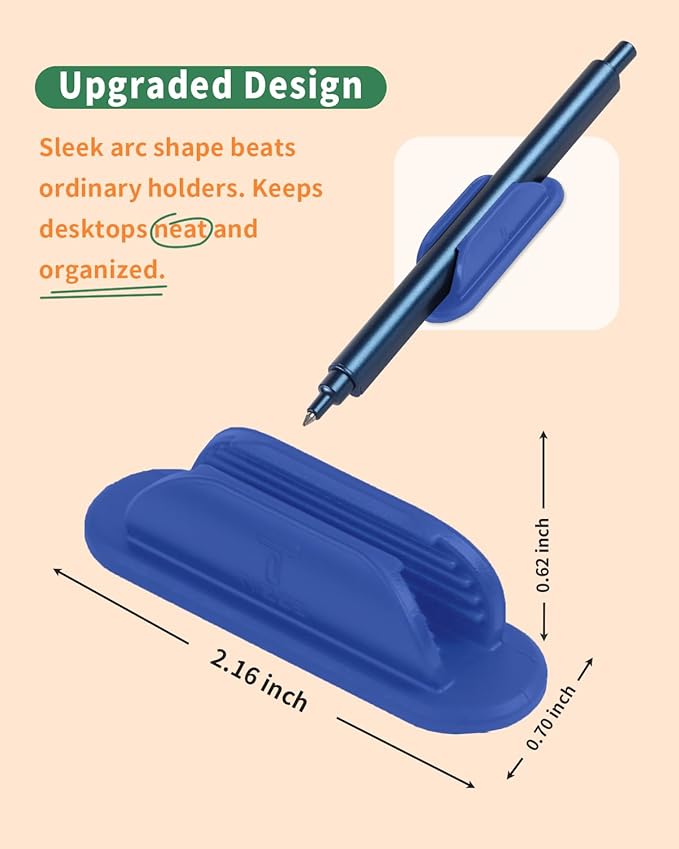 Adhesive Pencil Holders for Desk Set of 10 - Silicone Pen Holder with 15 PCS Adhesive Pads - Flexible Pencil Holder for Office Essentials Accessories and Teacher Supplies…