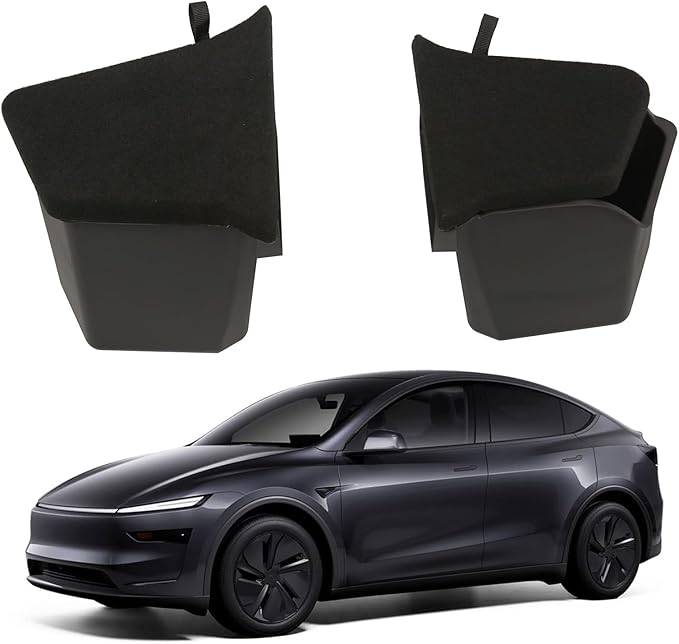 Tempsnow Trunk Storage Bins for Tesla Model Y Juniper 2025 2026 Side Trunk Organizers with Carpeted Lids