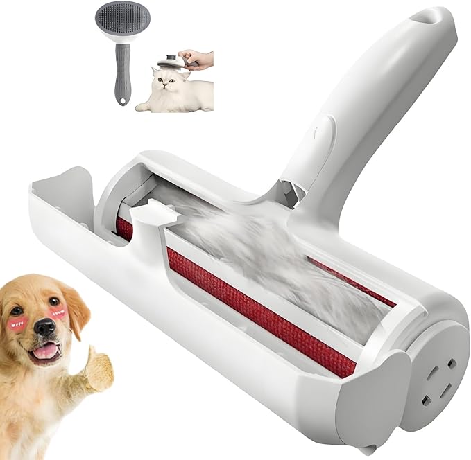 Roller Pet Hair Removal Tool, Reusable Lint Roller - Cat and Dog Hair Remover for Furniture, Dog Brush for Shedding, Portable Multi-Surface Fur Removal Tool (Sofas, Carpets, Clothing, Bed Sheet)