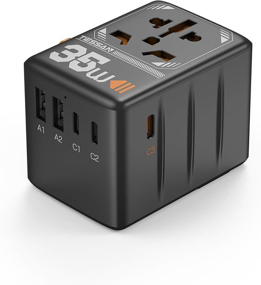 TESSAN Universal Travel Adapter, 35W International Plug Adapter with 3 USB C and 2 USB A Charging Ports, Worldwide Power Outlet for US to European EU UK AUS Ireland (Type C/G/A/I)