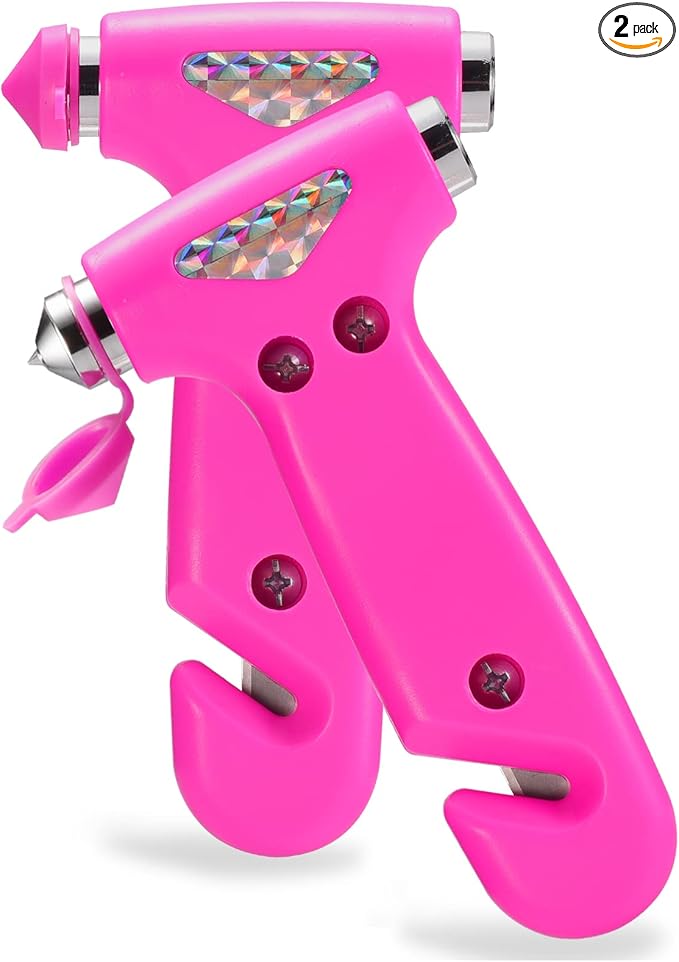 THINKWORK Car Safety Hammer for Teen Girl and Lady's Gifts, 2 Pack Three-in-One Emergency Escape Tool with Window Breaker and Seat Belt Cutter, Safety Emergency Car Escape Tool for Family, Children