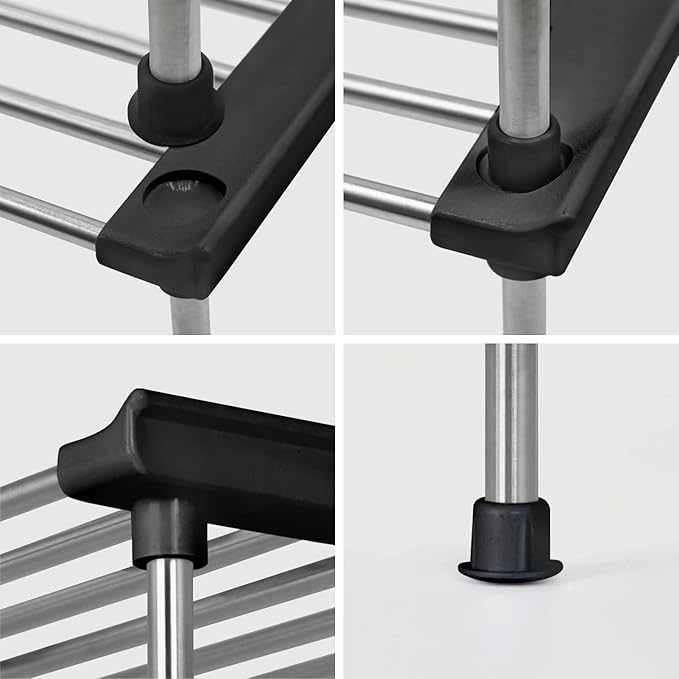 carrotez Cabinet Organizer Shelf, Set of 2 Stackable Kitchen Counter Shelves, Kitchen Cabinet Organizers and Storage, Pantry Storage Shelf Organizer, 9.8 x 7.8 x 6.1 - Black