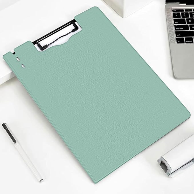 Y YOMA Clipboard Folder, A4 Foldable Plastic Clipboard with Metal Clip, 360° Rotating Cover, Waterproof Work Folder for Home, Office, School, Field Work, Outdoor - 2 Pack, Mint Green