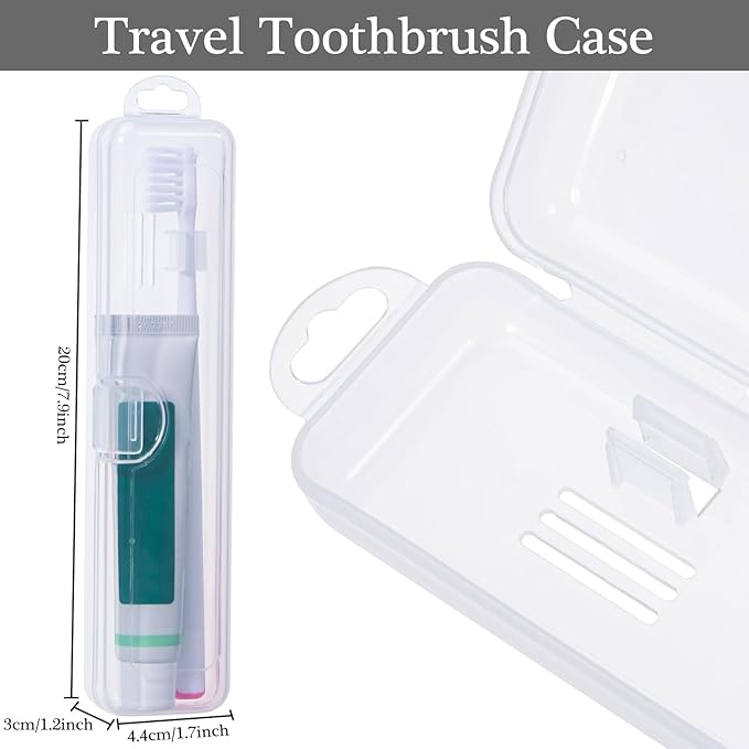 Toothbrush Travel Case 2 Pack, Gamdee Clear Toothbrush Case Holder Travel Size Plastic Toothbrush Holder Toothpaste Storage Container Portable for Traveling, 7.87 x 1.85 x 1.18”