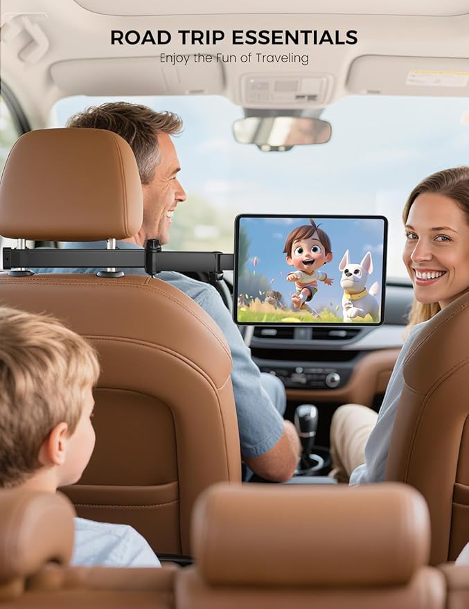 OHLPRO Magnetic Headrest Car Tablet Mount with Foldable Telescopic Arm for iPad Car Holder Back Seat Road Trip Essentials for Kids, Fit for Magsafe Phone iPad Galaxy Tab Tablet Kindle Surface Fire HD