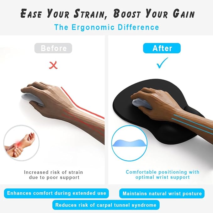 ErgoComfort Gel Wrist Rest Mouse Pad-Ergonomic Office Mousepad with Wrist Support-Non-Slip, Design Desk Accessories Mat for Home&Game Decor (06Sky Rest)